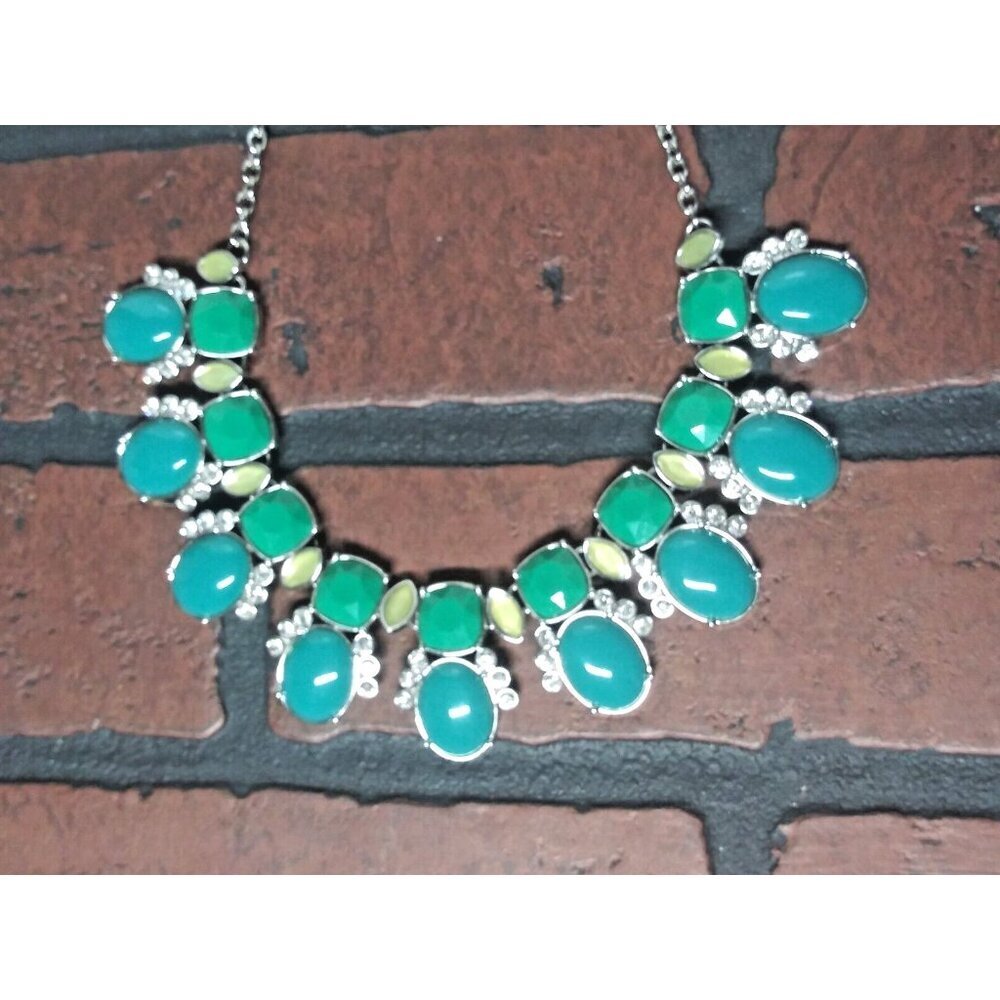 Lia Sophia Necklace turquoise green Fashion Jewelry Choker Boho Gypsy Ethnic EUC